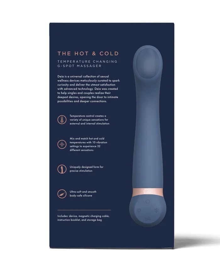 Female Sex Toys Beacon Wellness Brands INC Deia the Hot Cold Heating Cooling Vibrator Navy