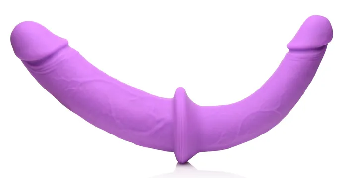 Female Sex Toys XR Brands Strap U Double Charmer Silicone Double Dildo With Harness Purple Female Sex Toys XR Brands Strap U Double Charmer Silicone Double Dildo With Harness Purple