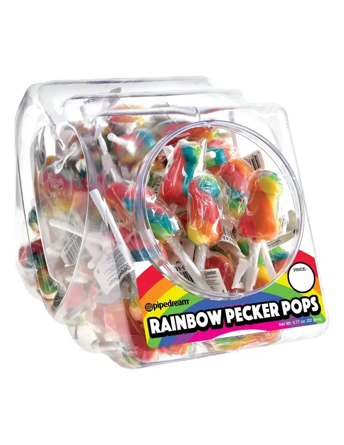 Pipedream Anal Rainbow Pecker Pops 72 Count Fishbowl
