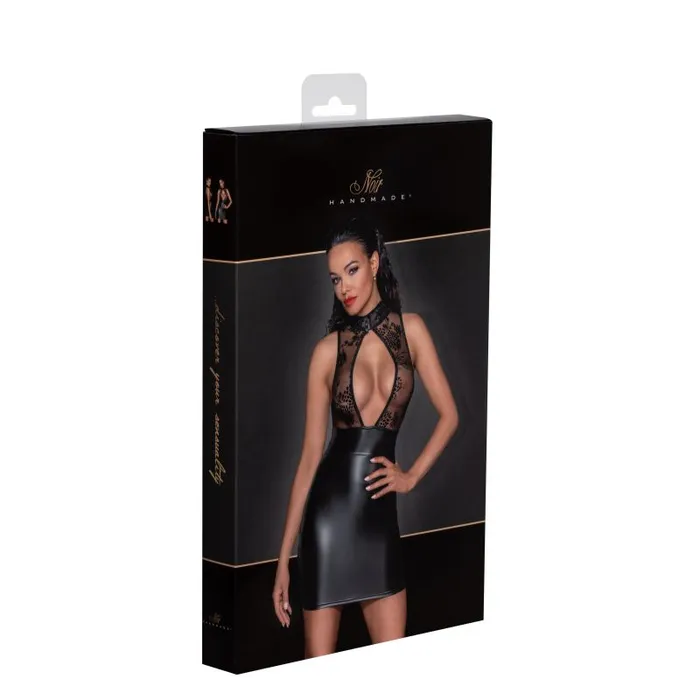 Male Sex Toys Noir Power Wetlook Short Dress w Skirt Tulle Top