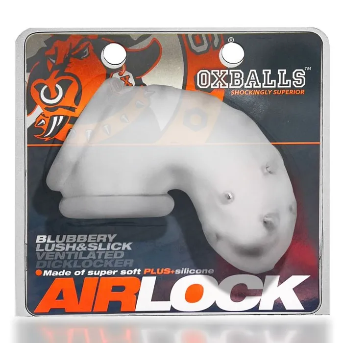 Male Sex Toys OxBalls Airlock AirLite Vented Chastity Clear Ice