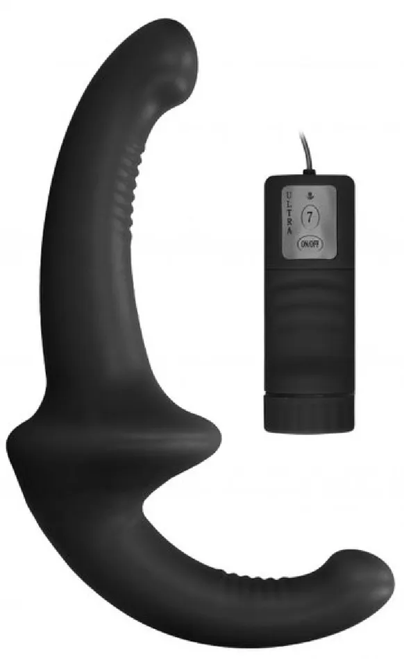 Vibrating Silicone Strapless StrapOn Black Shots Media Female Sex Toys