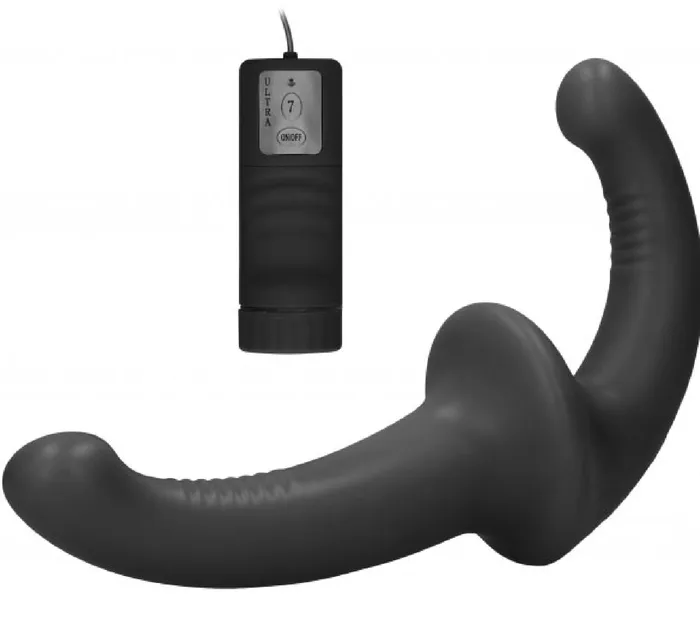 Vibrating Silicone Strapless StrapOn Black Shots Media Female Sex Toys