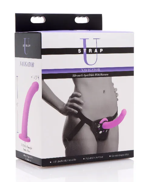 XR Brands Female Sex Toys Navigator Silicone GSpot Dildo with Harness XR Brands Female Sex Toys Navigator Silicone GSpot Dildo with Harness
